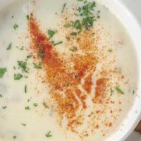 Emc Clam Chowder · Clams, bacon, potatoes, celery, onions, light creamy broth.