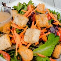 House Salad · arcadian harvest blend, carrots, tomatoes,. croutons, choice of dressing