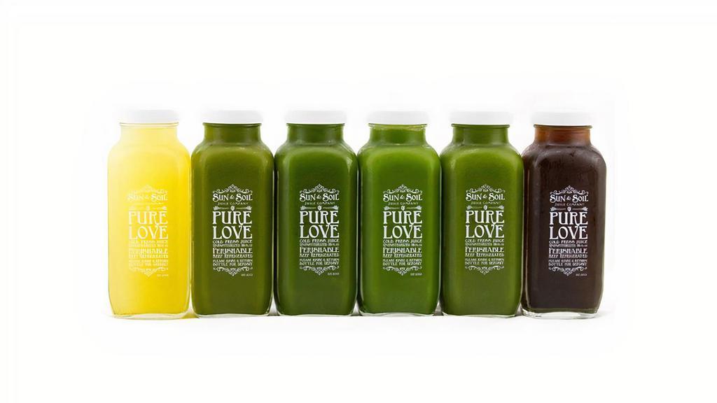 Intermediate Juice Cleanse · INTERMEDIATE CLEANSE: *Lemon Snap, *Beta Boom, *Revive'n Romaine, *Field of Greens, *Green Queen & *Enchanted Forest Tea. (approx. 540 calories) *Organic IngredientsNOTE: BEST pick-up days: WEDNESDAY or SATURDAY. Please give 3-4 days notice if possible.Includes our refundable bottle fee ($2 per glass bottle).