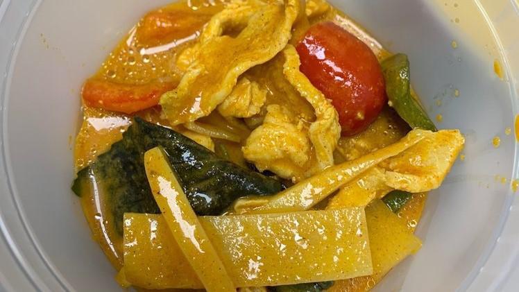 Red Curry · Blend of eight spices, bamboo shoot, and Chinese eggplant in coconut cream base.