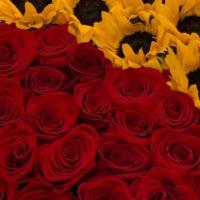 Sunflower & Roses Heart Shaped Box · 