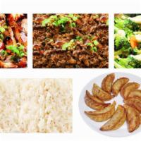 Family - Chicken And Beef Plate · Party Trays for Chicken, Beef, Vegetables, & Rice...
Free 10 Dumplings/Pot Stickers

Serves ...