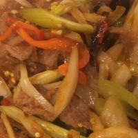 Szechwan Beef · Hot and spicy.   사천소고기