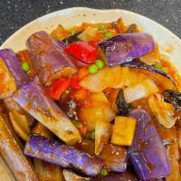 Eggplant With Hot Garlic Sauce · Hot and spicy.