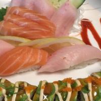 Sushi Lover Combo · 7 pieces sashimi, 3 pieces nigiri sushi, green valley roll.