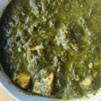 Palak Paneer · Paneer (a soft Indian cheese) cooked in spinach sauce.