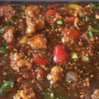Chilli Chicken · An all-time favorite, crispy and saucy, Indo-Chinese dish made by seasoning fried chicken pi...