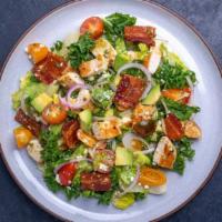 Rustic Chopped Chicken Salad · Iceberg lettuce, Tuscan kale, grilled, marinated, free-range Jidori® chicken breast, house-c...