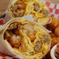 Breakfast Burrito Bundle · Choice of meat, cheese, eggs, tater tots, smoked cheese sauce, and pico De gallo. Choice of ...