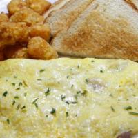 Denver Omelette · Ham, bell peppers, onions, and cheese. Served with choice of side and choice of toast.