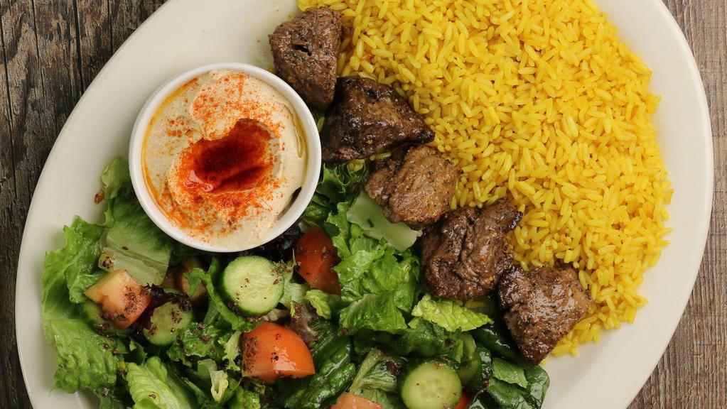 Beef Kabob Plate · Kabob. Comes with our daily baked fresh pita.