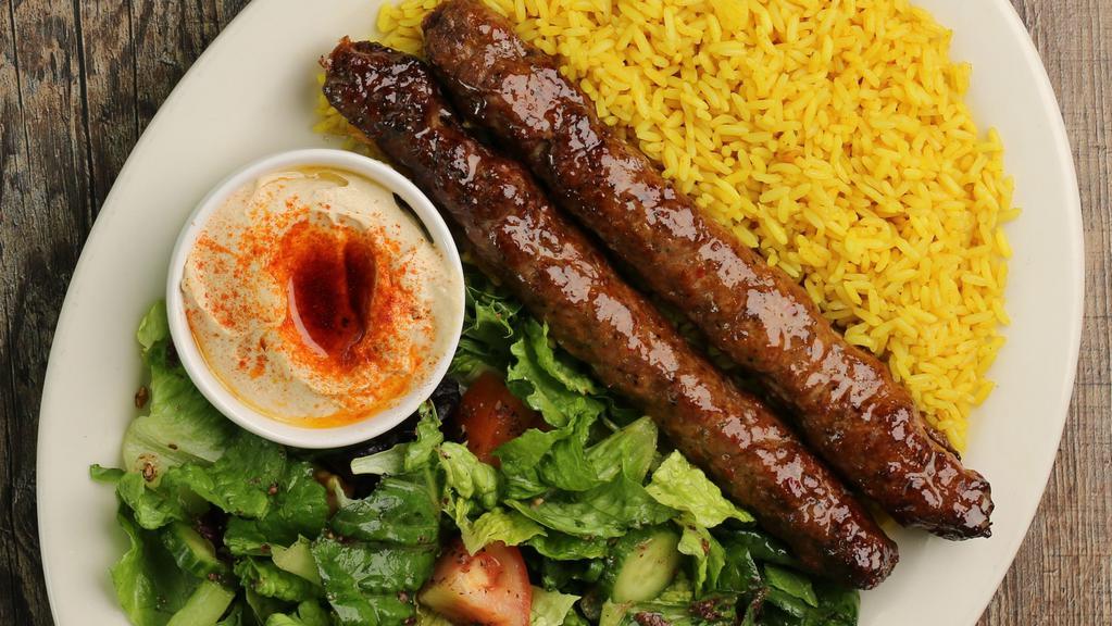Lula Kabob Plate · Comes with our daily baked fresh pita.