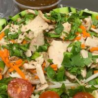 Thai Chicken Salad · Mixed Greens, tomato, cucumber, mozzarella cheese, chicken, white bean sprouts, green onion,...