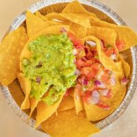Nachos Whit Guacamole & Salsa · Just nachos, pico de Gallo and guacamole