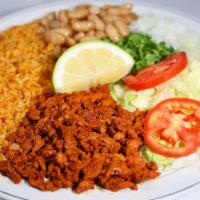 Combination Plate · Choice of Meat, with Home cooked Beans and Rice.