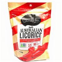 Soft Australian Licorice Strawberry 7Oz  · DARRELL LEA soft Australian Licorice . No palm oil, Non GMO, Plant based.  MADE IN AUSTRALIA