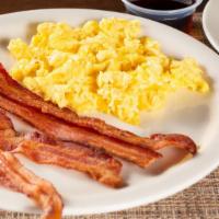 Bacon & Eggs Breakfast Dish · Hot & Tasty breakfast dish prepared with perfectly cooked crispy bacon strips and your choic...