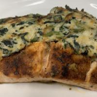 Spinach ＆ Crab Stuffed Salmon · Creamy spinach ＆ king crab stuffed inside our salmon served on top of our Cajun Alfredo sauc...