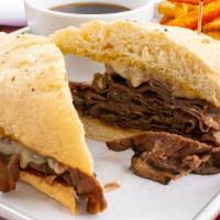 French Dip · Served with melted swiss cheese and au jus
