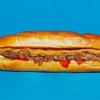 Buffalo Cheesesteak · Sliced steak with melted provolone, grilled onions, buffalo sauce, and a drizzle of ranch on...