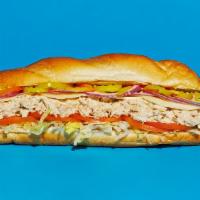 Tuna Hoagie · Tuna salad with tomato, red onion, lettuce, and provolone on a hoagie roll.