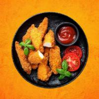 Classic Chicken Fingers · Succulent chicken tenders, crumb fried till golden and crisp. Served with a side of fries.
