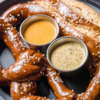 Stone Delicious Bavarian Pretzel · All natural artisan hand rolled jumbo pretzel made with Stone Delicious IPA  served with IPA...