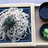 The Tokyo (Vegan) · Dip noodle into cold soup.
Authentic Soba noodles, served with Nori (shredded seaweed) toppi...