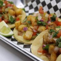 Tacos · Three pieces. Street tacos served with house-made pico de gallo, lime and fresh cilantro. Yo...