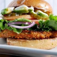 Kocky'S Veggie Burger · A hefty gourmet  in house made veggie patty, consisting of Carrots, Zucchini and Squash. Top...
