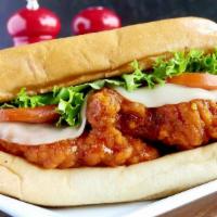 Buffalo Rooster · Crispy breaded chicken breast, tossed in Buffalo sauce topped with Provolone cheese, lettuce...