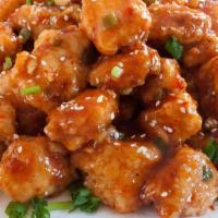 Sesame Chicken Lunch Combo · Come with your choice of steam rice, vegetable chow-mein or egg fried rice.