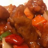 Sweet Sour Pork Lunch Combo · Come with your choice of steam rice, vegetable chow-mein or egg fried rice.