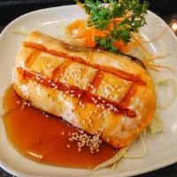 Salmon Teriyaki · Grilled salmon topped with homemade teriyaki sauce.