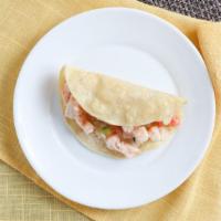 Shrimp Taco · Corn tortilla with battered  shrimp, cilantro,  cabbage, pico de gallo, chipotle dressing.