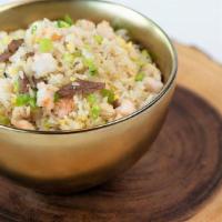 Fried Rice · rice fried with eggs, scallions, peas; choice of: beef, pork chicken, shrimp, vegetable, or ...
