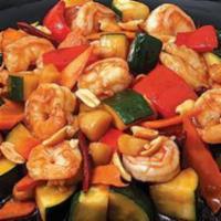 Kung Pao Shrimp · Hot and spicy.