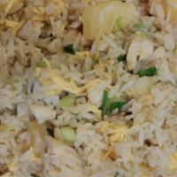 Pineapple Fried Rice · Pineapple,  shrimp, chicken, egg and green onion