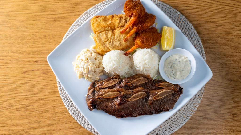 Seafood Combo · Fried fish, fried shrimp and choice of meat.
