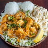 Garlic Shrimp Plate · 8 pieces North Shore style garlic shrimp served with steamed white rice and macaroni salad. ...