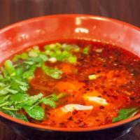 Spicy Wonton Soup(15Pc) · Our hidden gem. Wonton made in house with fresh ground pork daily.