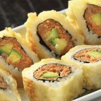 Golden Spicy Tuna Roll · Mild. In: spicy tuna, avocado. Out: seaweed, eel sauce spicy mayo.