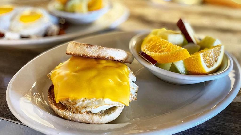 Muffin Sandwich · One egg, sausage patty, and American cheese on a toasted English muffin.