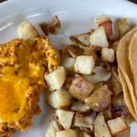 Chorizo & Eggs · Mexican pork chorizo scrambled with two eggs and Cheddar cheese.