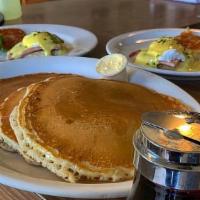 Pancakes · Buttermilk or multigrain pancakes. Add gluten free option for an additional charge.