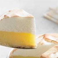 Lemon Meringue Slice · Our most popular pie! Slightly tart, slightly sweet, topped with a light golde