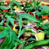 Medium Garden Fresh · Chef mom's red sauce, mozzarella, mushroom, red and green bell peppers, red onion, cherry to...