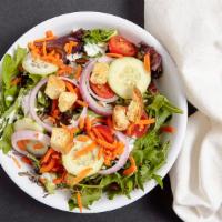 Garden Salad · Vegetarian Spring Mix with carrots, zucchini, cucumbers, red onions, and choice of dressing