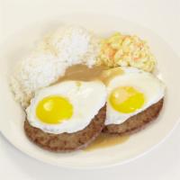 Loco Moco Plate · Savory homemade hamburger patties over rice covered with brown gravy and topped with eggs. S...
