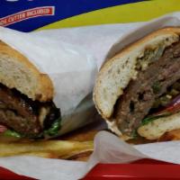 Bulgogi Burger 1/2-Lb · 1/2-lb Burger with Bulgogi seasoning inside patty, lettuce, tomato,soy jalapeno, onion,sesam...